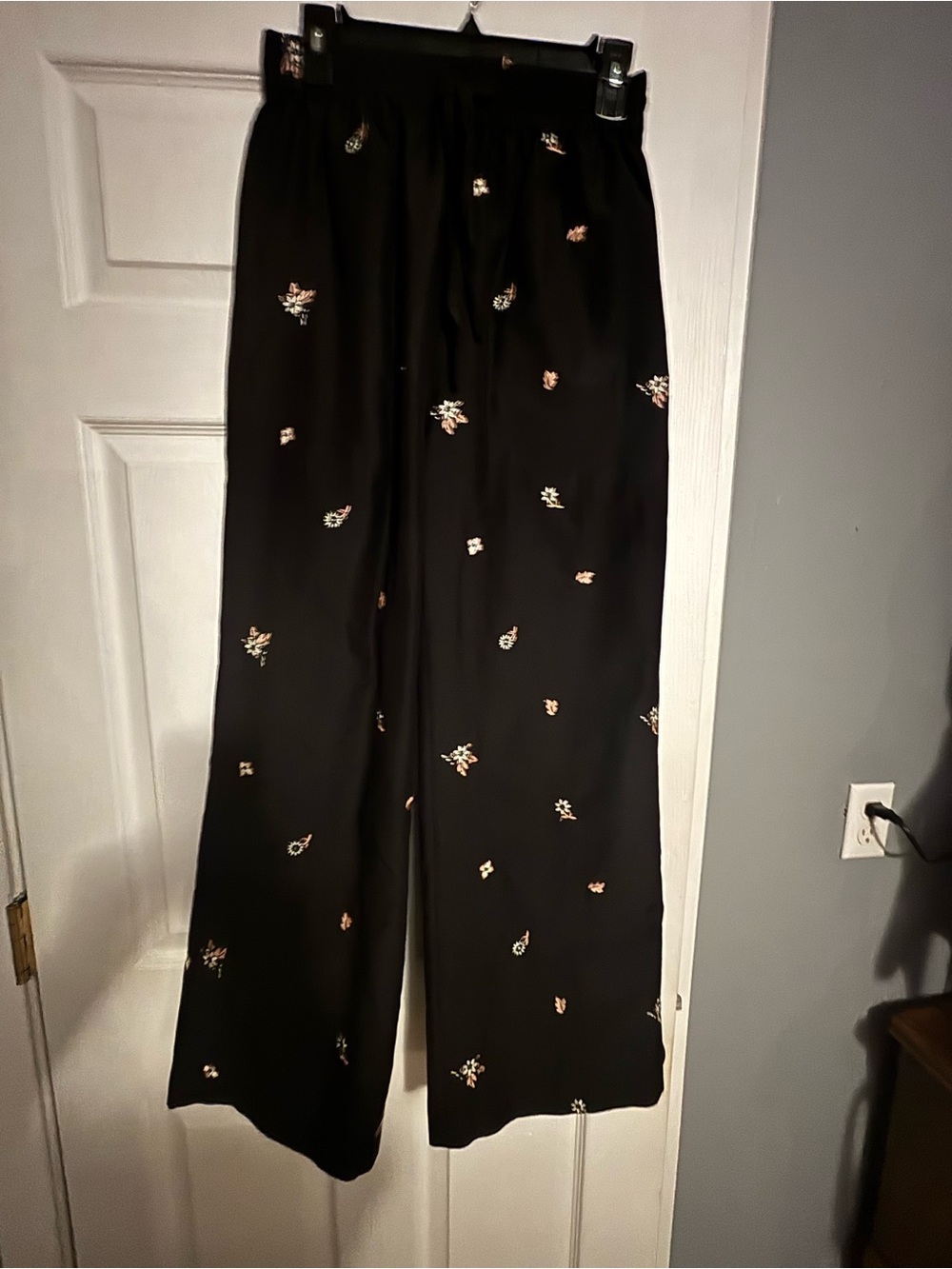 Romy Black Wide-Leg Floral Palazzo Pants